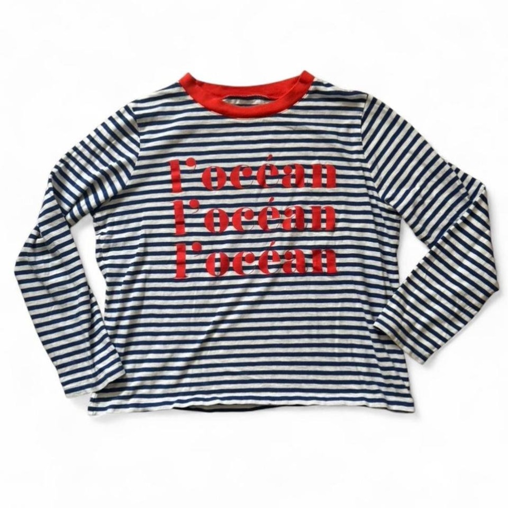 J.Crew L'ocean navy, white and red striped‎ long sleeve knit goods shirt Size L